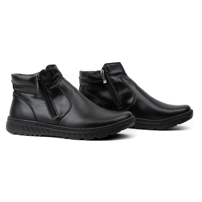 Pánské zimní kožené boty široké 925K Black
