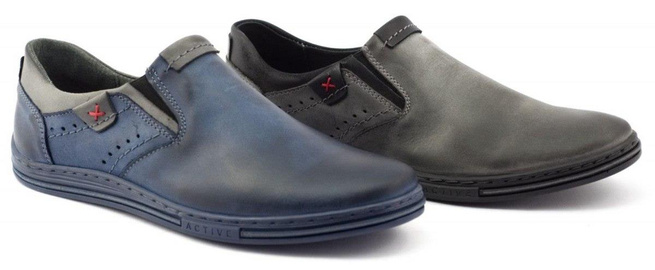 Buty męskie skórzane slip-on 401 granatowe