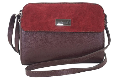 Torebka damska skórzana crossbody - Bordowa