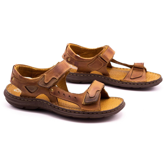 Pánské kožené sandály 277 camel