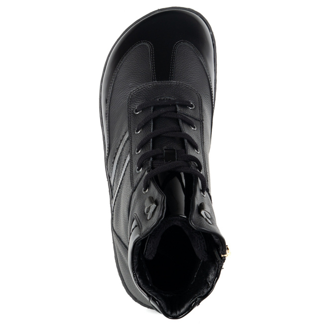 Skórzane buty BAREFOOT damskie zimowe 201MP ocieplane z naturalnej skóry czarne