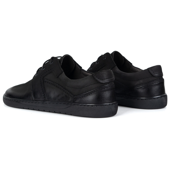 BAREFOOT Męskie buty skórzane sznurowane minimalistyczne 115KZ czarne crazy