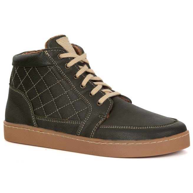 Buty damskie zimowe barefoot skórzane Z-B05 zielone