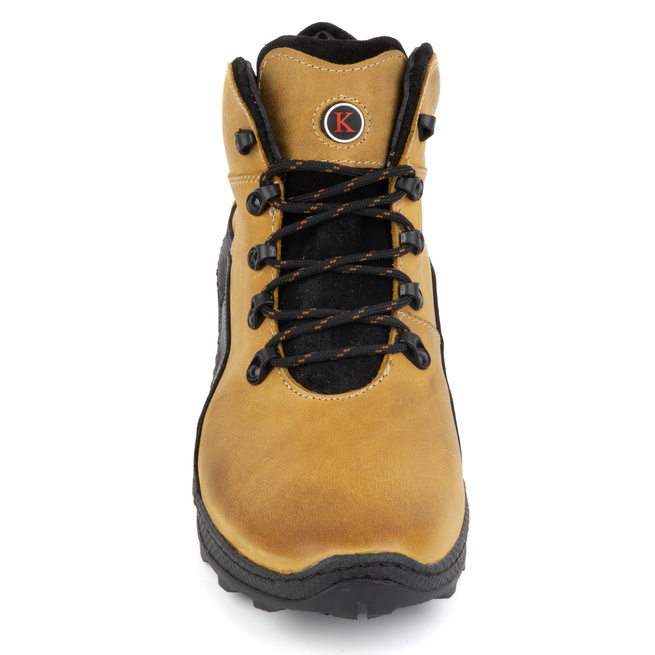 Pánské zimní kožené boty 903K camel yellow