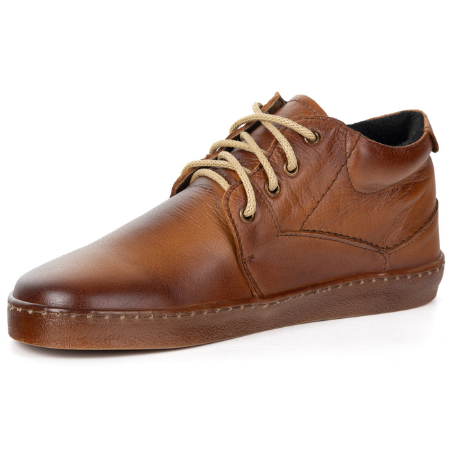 BAREFOOT Męskie buty ocieplane sznurowane minimalistyczne 116KZ jasny brąz