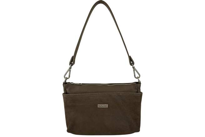 Prostorná poštovní taška z kůže a semiše - tmavě béžová