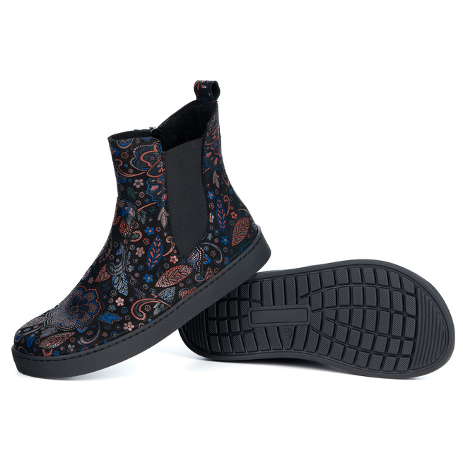 Damskie sztyblety barefoot Brooke na grubszym spodzie wzór etniczny