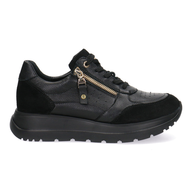 Skórzane półbuty damskie sneakersy Pollonus czarne 5-1719-002