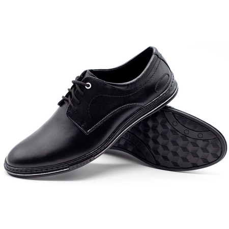 Skórzane buty męskie 295LU czarne z białym