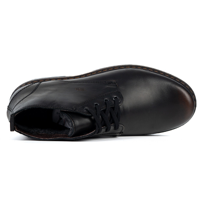 POLBUT 2119S pánské zimní boty z přírodní kůže černé s hnědou barvou