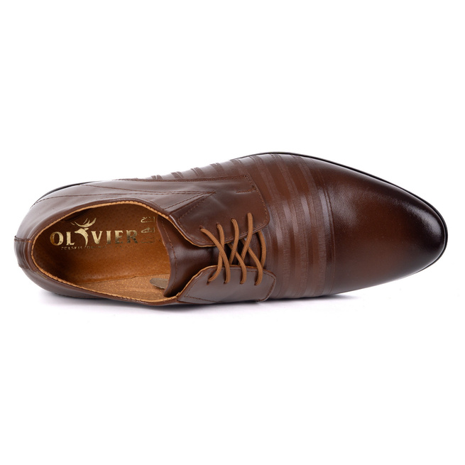 Buty męskie wizytowe skórzane 256T5 brązowe