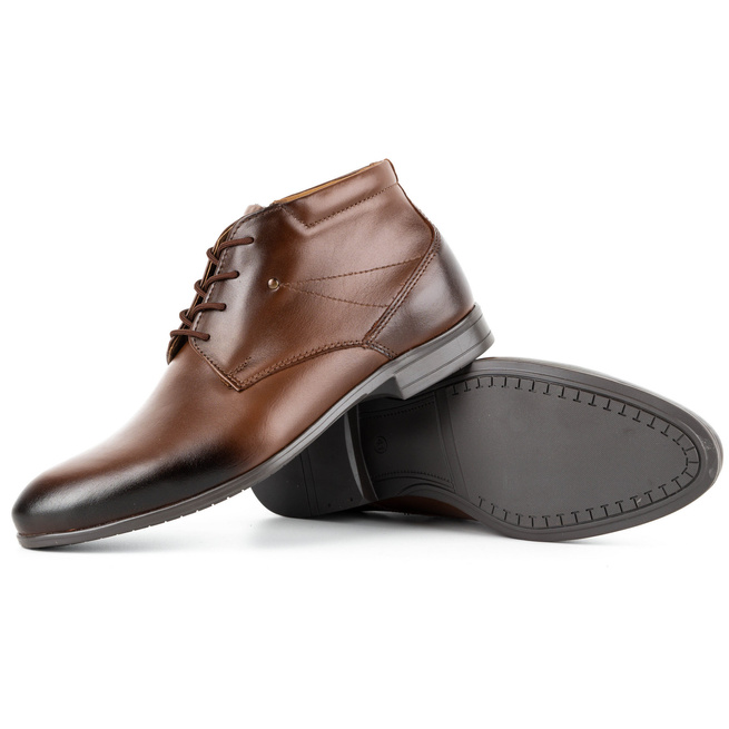 Pánská společenská kožená zateplená obuv 802MA hnědá