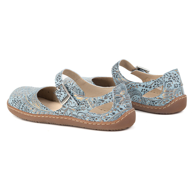 Dámská kožená obuv barefoot s potiskem 1284 modrá