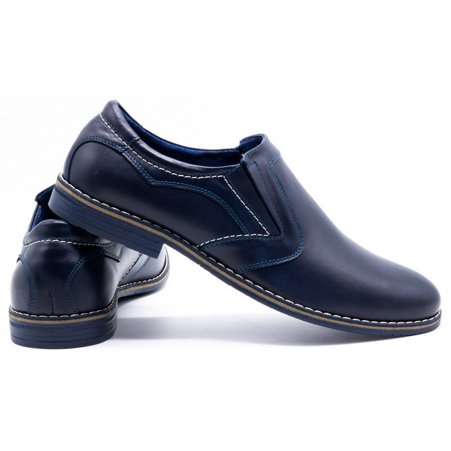 Elegantní pánská kožená obuv 283LU navy blue