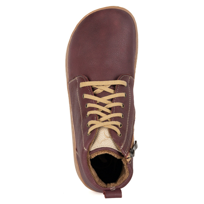 Buty damskie zimowe barefoot skórzane Z-B04 bordowe