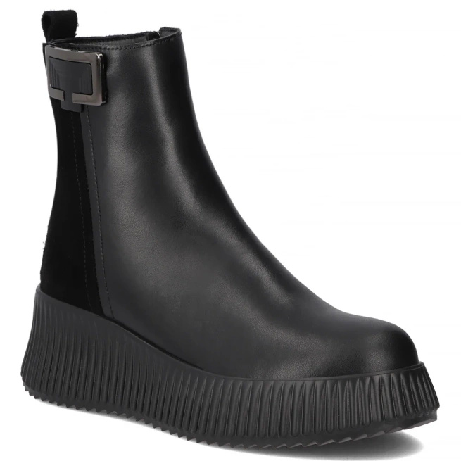 Skórzane botki na platformie Filippo DBT7268 BK