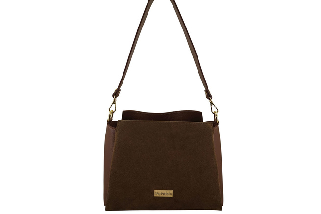 Kabelka do města z přírodního semiše a kůže - hnědá