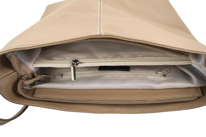 Listonoszka damska skórzana - Barberini's - Beżowe ciemne