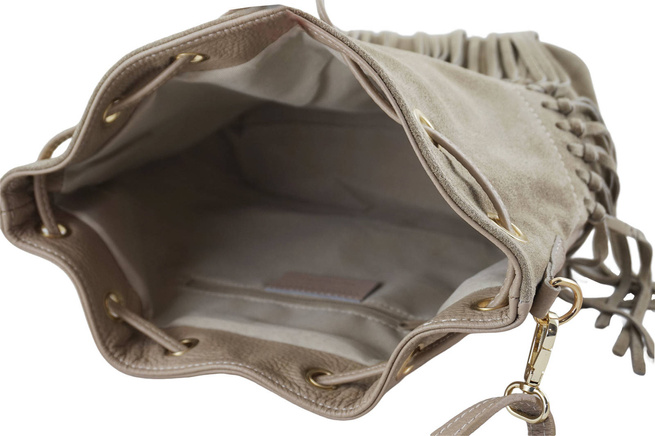 Torebka skórzana boho style - Beżowa