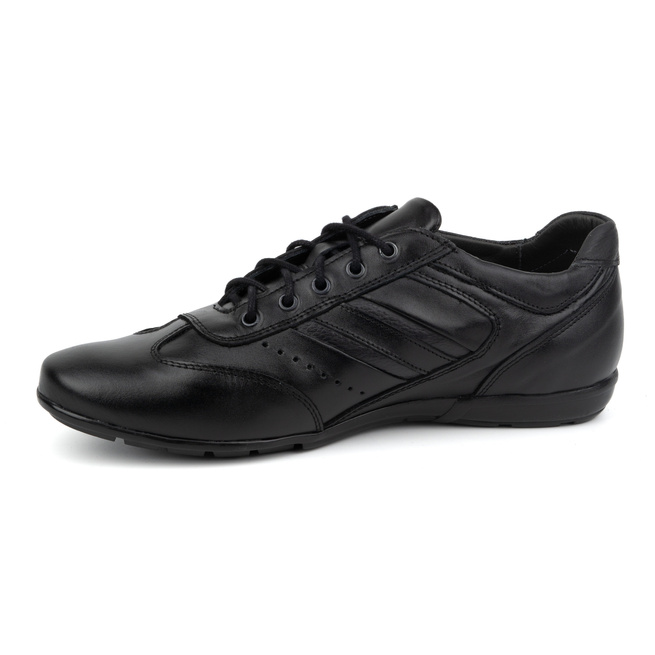 Buty męskie skórzane czarne sport style 7004DT czarne