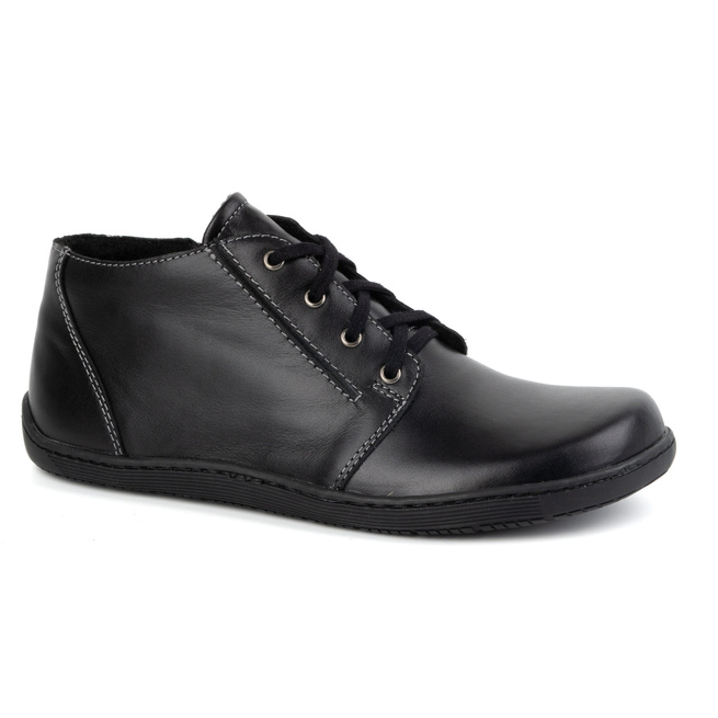 BAREFOOT dámská kožená lehce zateplená kotníková obuv se zipem 787 černá