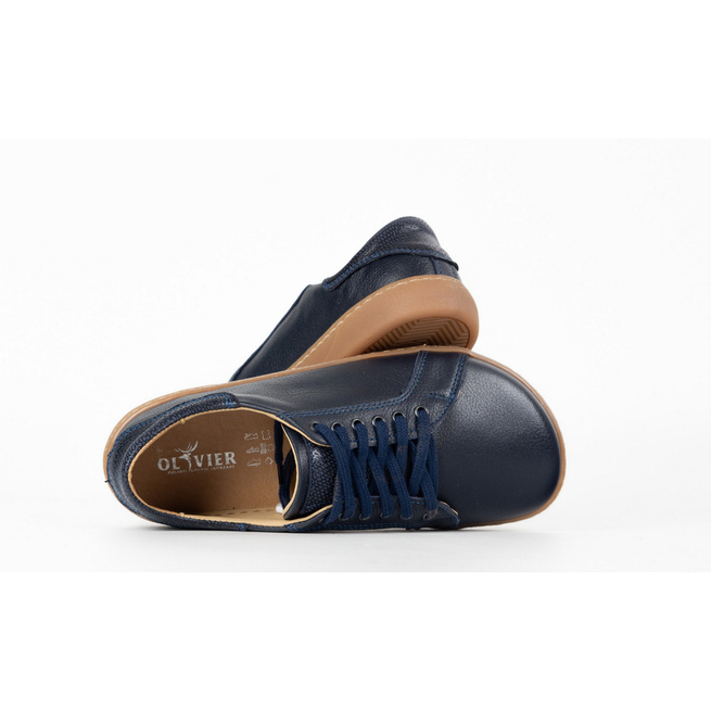 Námořnická modř Dámské tenisky Barefoot AURA | Ploché kožené boty s podrážkou