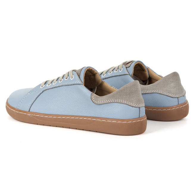 Aura: Světle modré dámské boty naboso | Ležérní kožené tenisky, široká špička