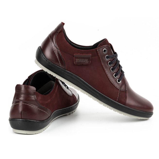Pánské kožené šněrovací boty KAMPOL 61 bordó