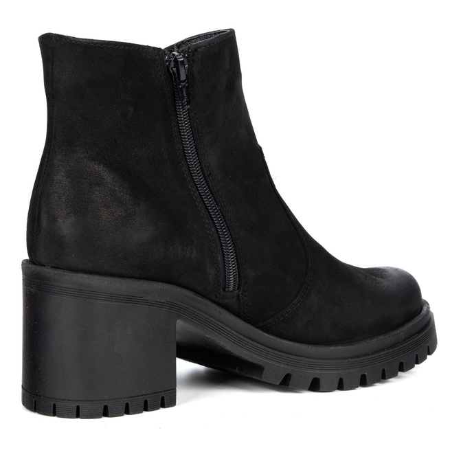 Olivier Peyton – botki skórzane na stabilnym obcasie 6,5 cm polskie obuwie naturalna skóra czarne