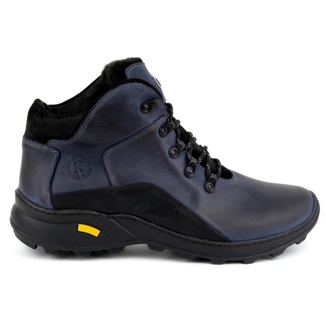 Pánské zimní kožené boty 903K navy blue