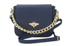 Módní kožená kabelka se zlatým řetízkem - námořnická modř