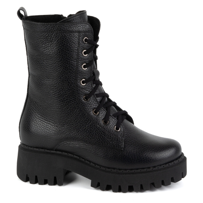 Dámské zateplené kožené boty 401BB pea black