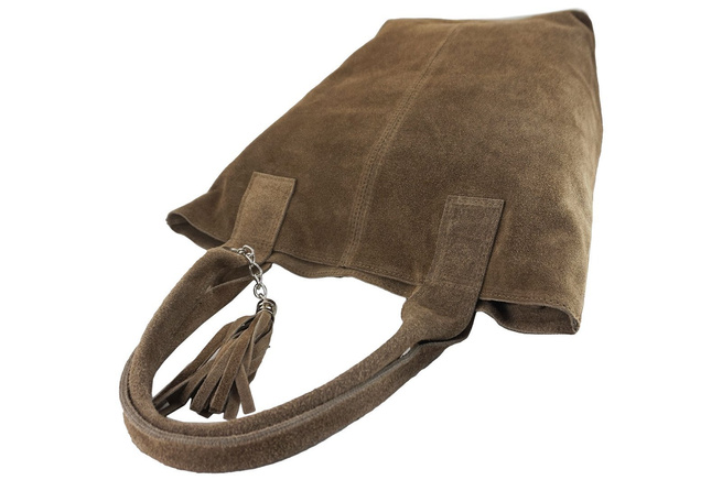 Shopper bag - torebka damska zamszowa - Żółta ciemna