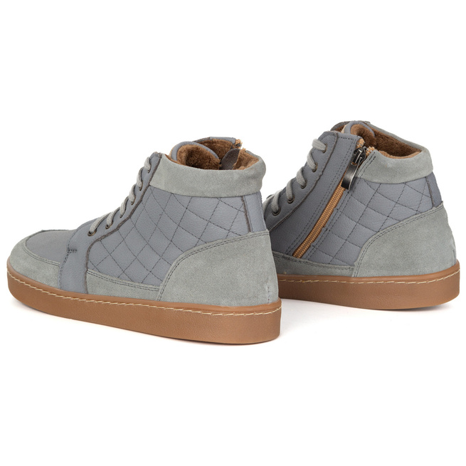 Buty damskie zimowe barefoot skórzane Z-B05 szare