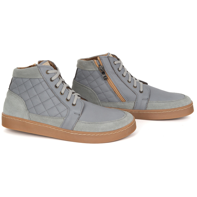 Buty damskie zimowe barefoot skórzane Z-B05 szare