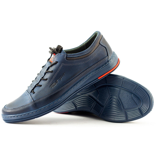 Buty męskie skórzane casual K22 granatowe