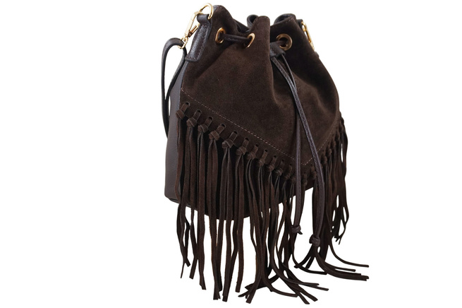 Torebka skórzana boho style - Brązowa ciemna