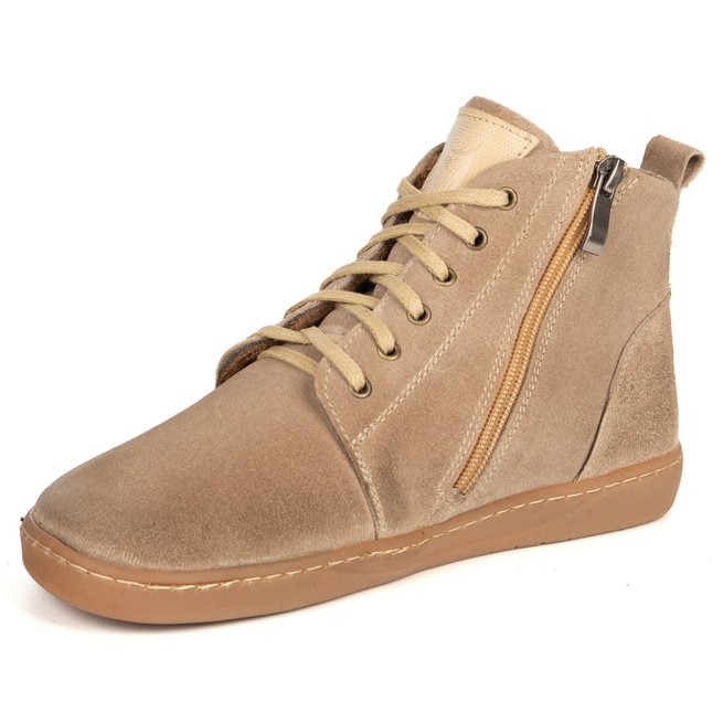 Dámské kožené zimní boty barefoot Z-B04 beige