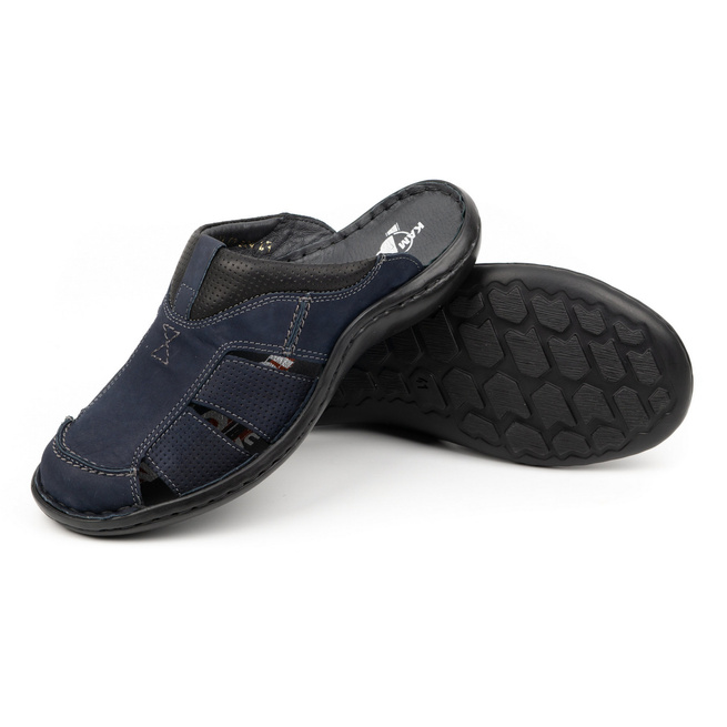 Pánské kožené žabky 224KAM navy blue