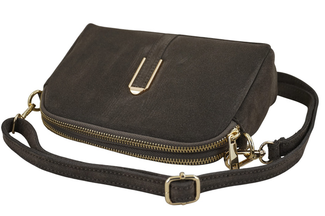 Mała torebka zamszowa wieczorowa - Beżowa ciemna