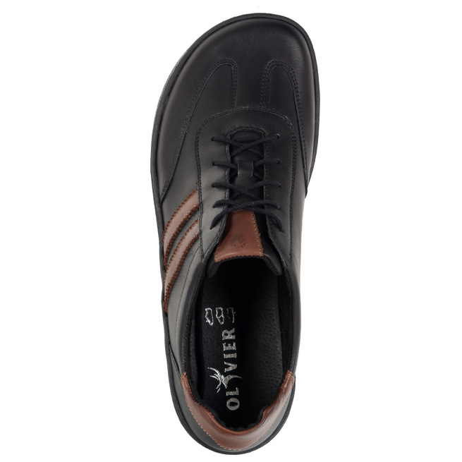 Buty męskie casual skórzane sznurowane BAREFOOT FRIENDLY 1290 czarne z brązem