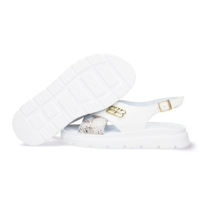 Pollonus dámské kožené sandály 5-1757-002 White Verona + Boa White