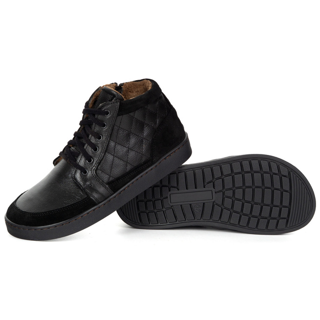 Buty damskie zimowe barefoot skórzane Z-B05 czarne