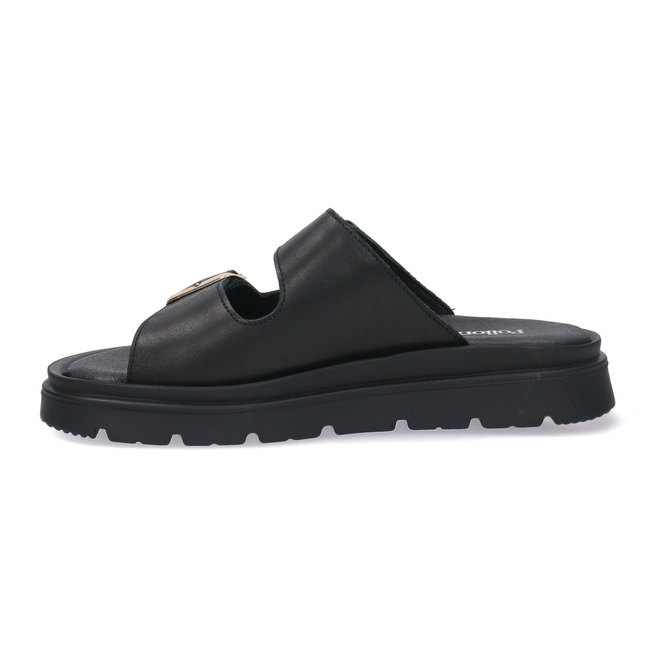 Skórzane klapki damskie Pollonus Czarny 5-1750-001