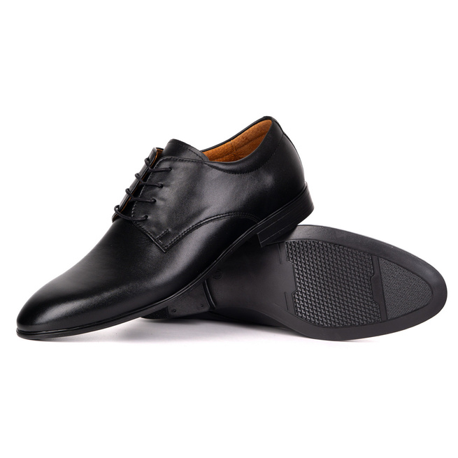 Buty męskie skórzane wizytowe Olivier 484 czarne– klasyczne półbuty derby
