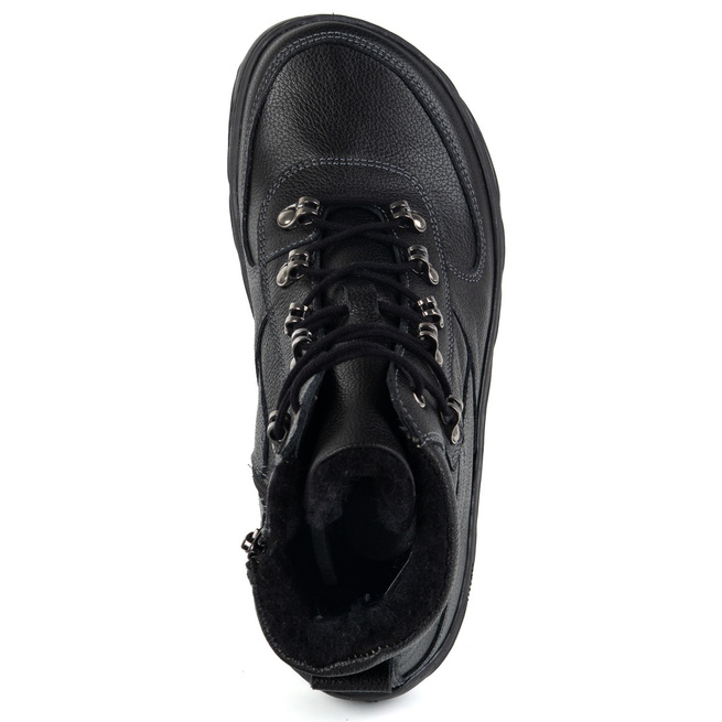 Dámské zimní boty barefoot kožené zateplené vlněné široké přední černé 1292