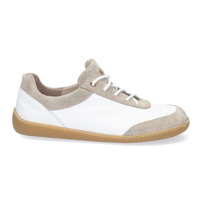 Pollonus Dámské kožené polobotky White Verona + Velour Barefoot 5-1769-004