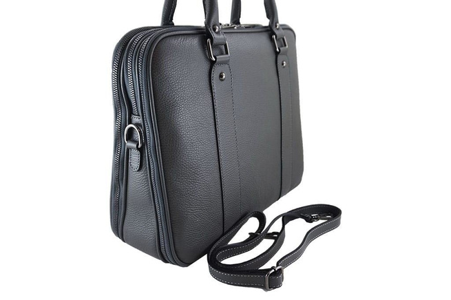 Dámská kožená aktovka - Barberini's - tmavě šedá