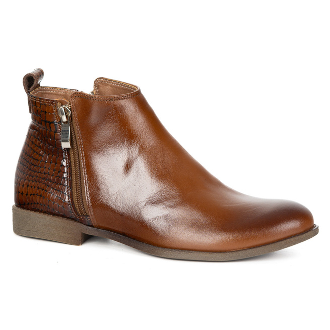 Botki jesienne BTZ skórzane AURORA brązowe