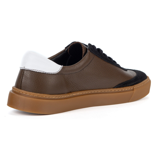 Buty męskie Olivier 702KNT brązowe z czarnym klasyczne półbuty miejskie